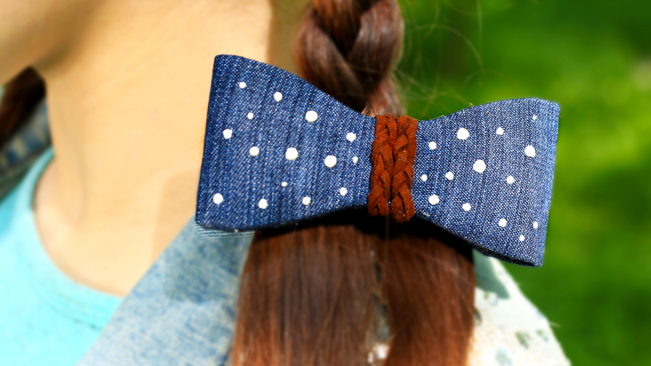 DIY Denim Hair Bows for Girls