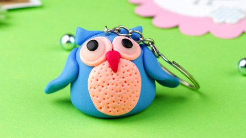 DIY Polymer Clay Owl Keychain 