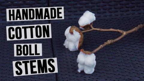  Handmade Cotton Boll Stems 
